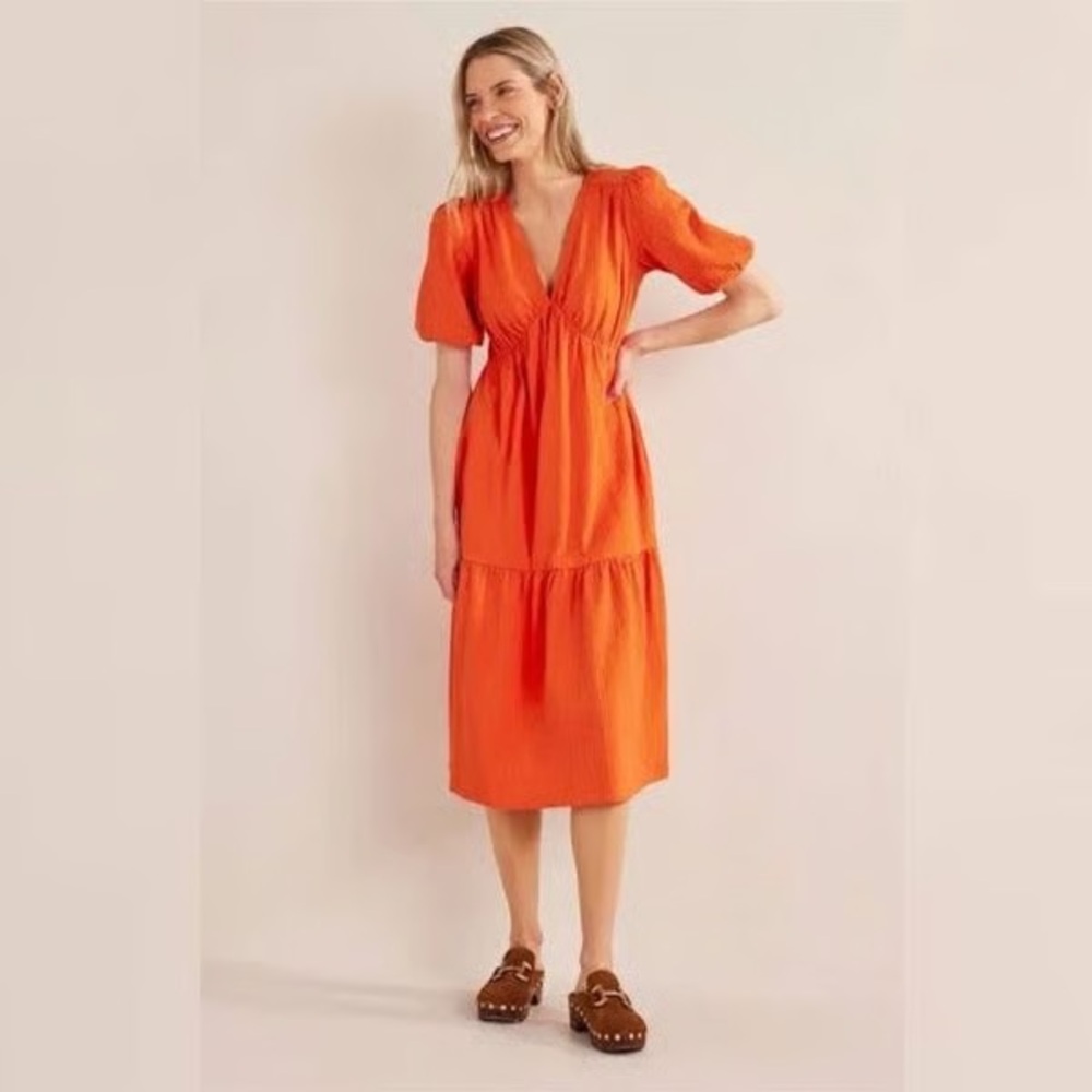Boden Jersey Seersucker Midi Dress